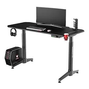 ULTRADESK Herný stôl LEVEL BLACK, 140x66cm, 72-124cm, elektricky nastaviteľná výška, s XXL podložkou pod myš, držiak slúchadiel aj